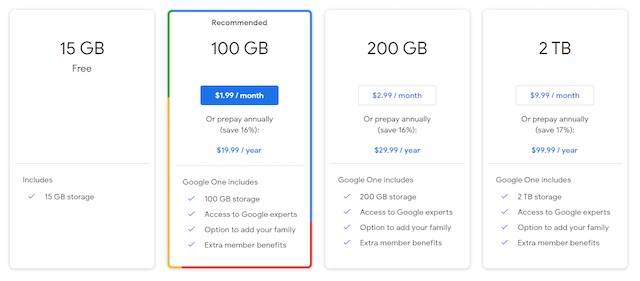 dropbox icloud or google drive pricing